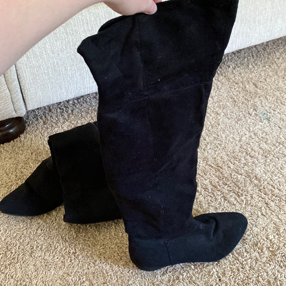Knee high zip up boots